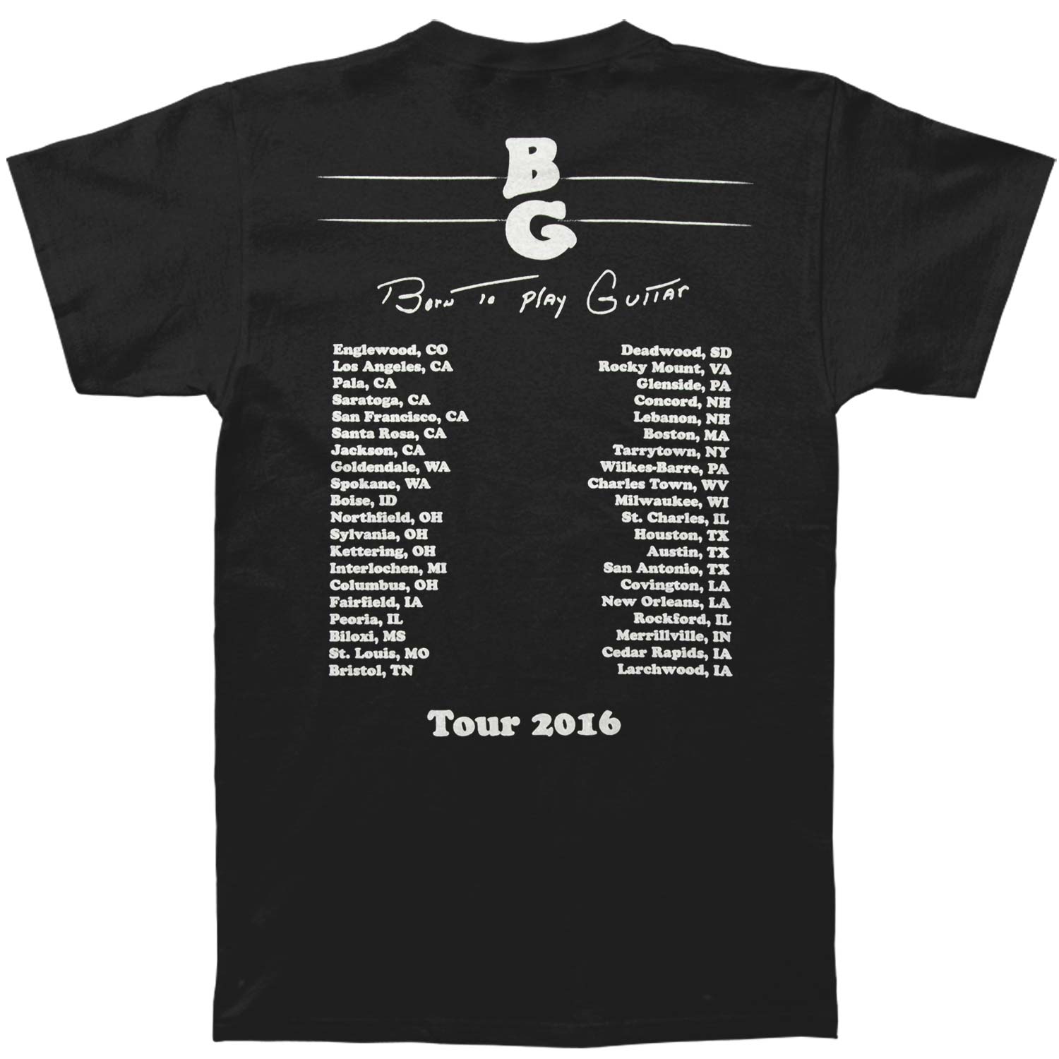 Buddy Guy Born To Play Guitar 2016 Tour T-shirt Back