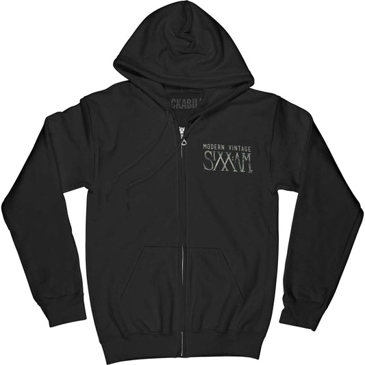 Sixx A.M. Modern Vintage Zippered Hooded Sweatshirt Front