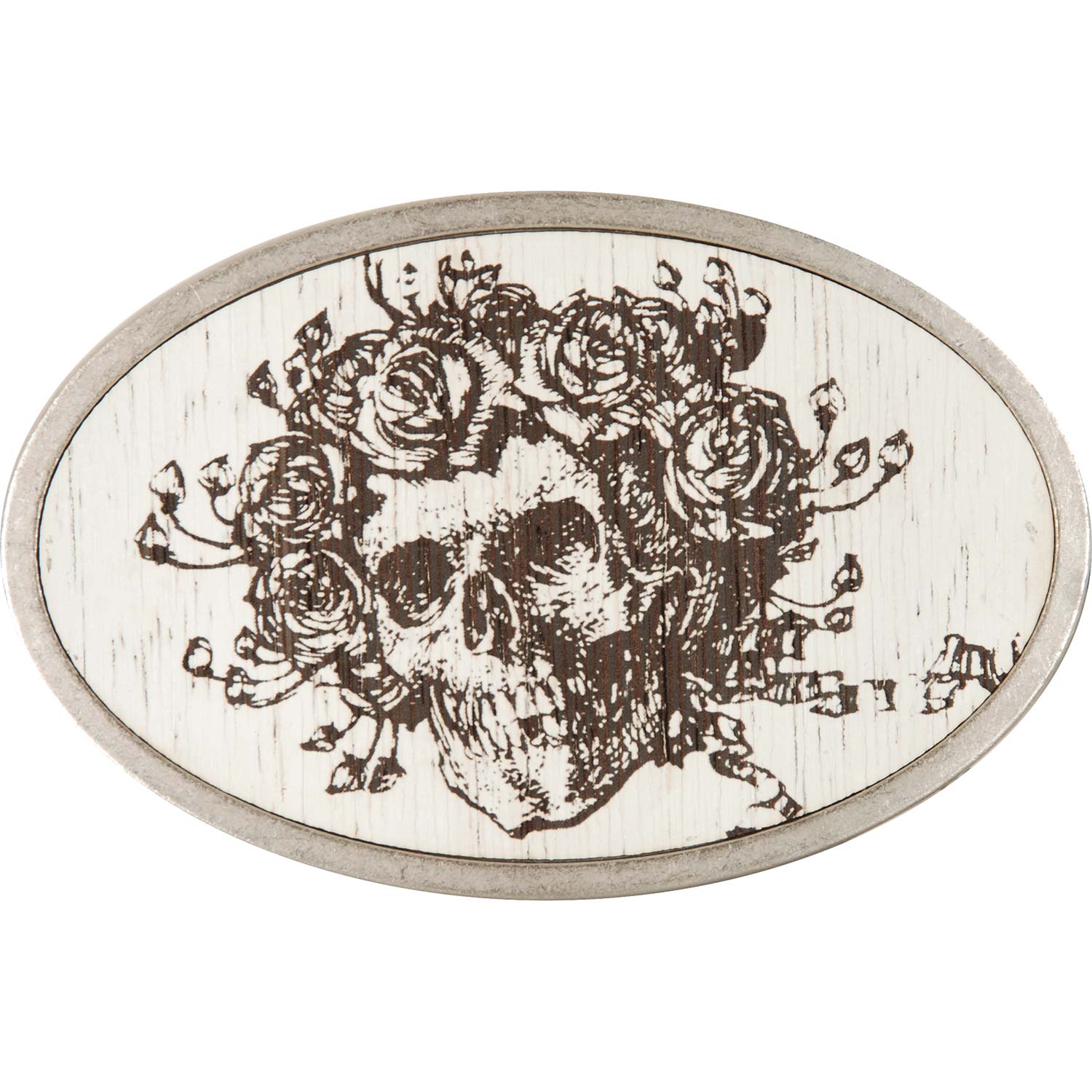 Grateful Dead BW Skull & Roses Belt Buckle