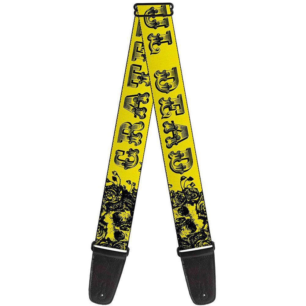 Grateful Dead Yellow Skull & Roses Guitar Strap Front