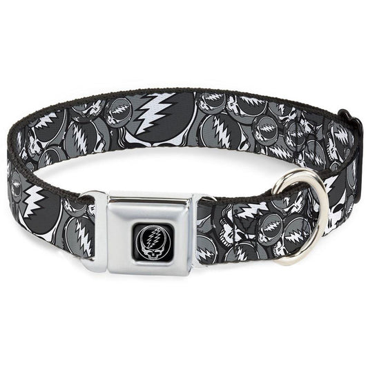 Grateful Dead 1 1/2 Inch Wide Medium Dog Collar/B & G Stacked SYF Pet Wear