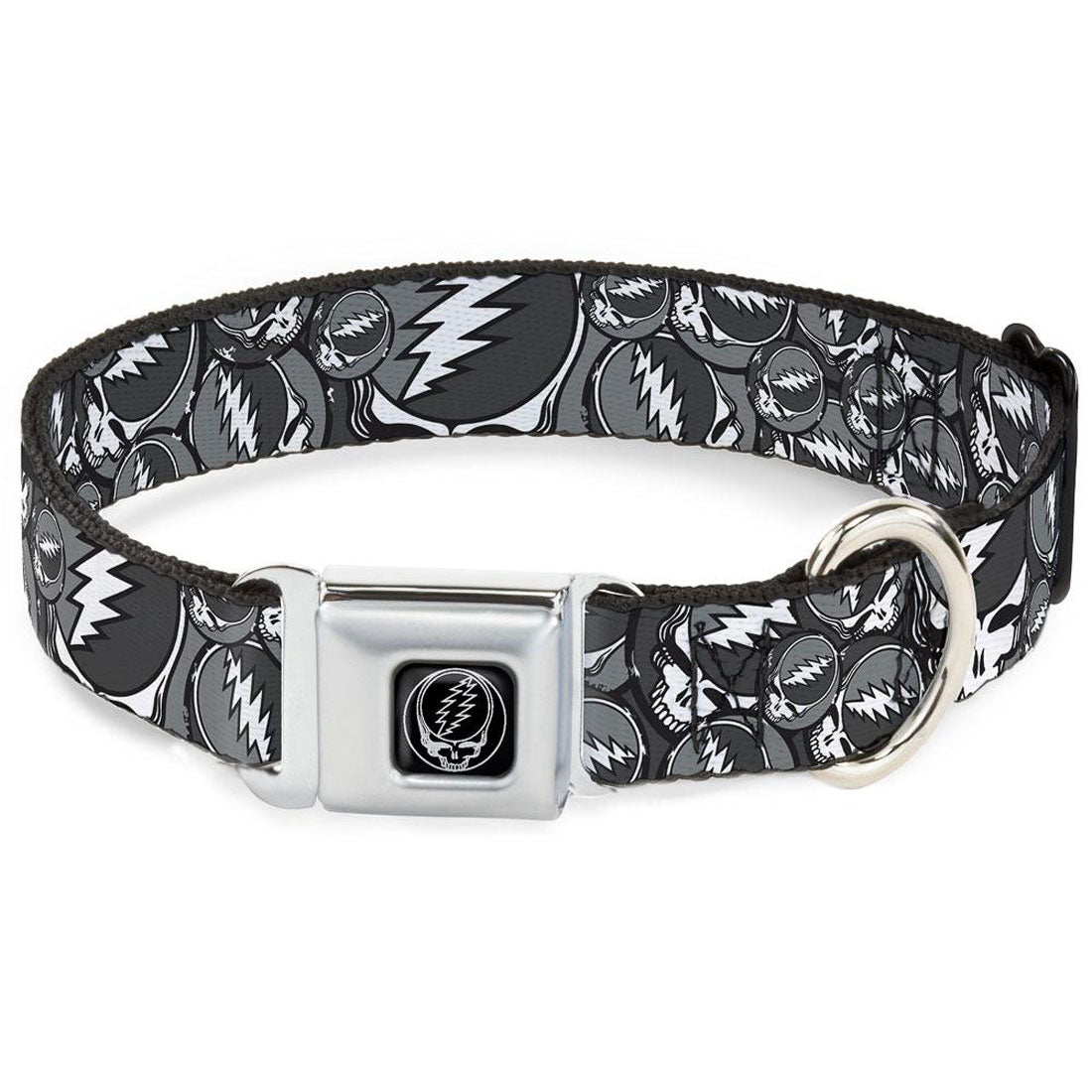 Grateful Dead 1 1/2 Inch Wide Large Dog Collar.B & G Stacked SYF Pet Wear