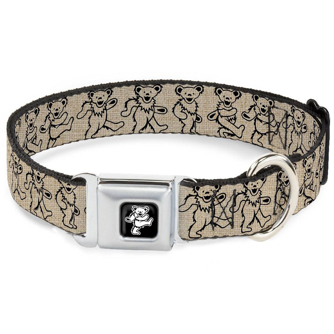 Grateful Dead 1 1/2 Inch Wide Small Hemp Dog Collar/Tan Dancing Bears Pet Wear