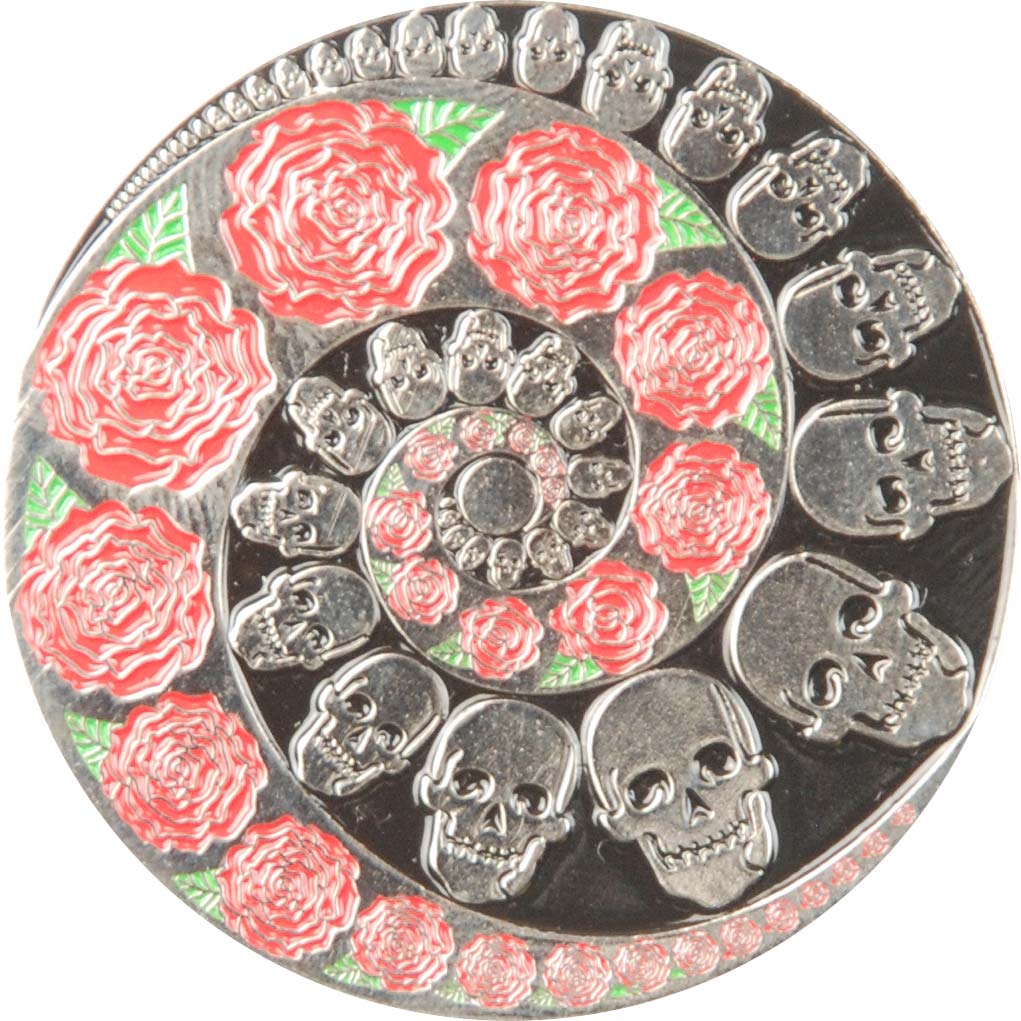 Grateful Dead Spiral Skull & Roses Pewter Pin Badge