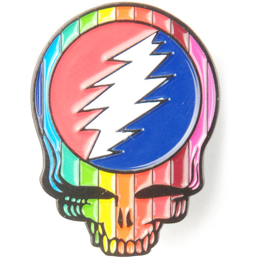 Grateful Dead Rainbow Skull Pewter Pin Badge