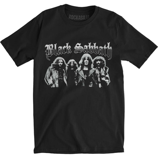 Black Sabbath Greyscale Group Slim Fit T-shirt Front