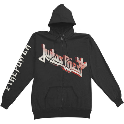 Judas Priest Firepower (Back Print) Zippered Hooded Sweatshirt Front