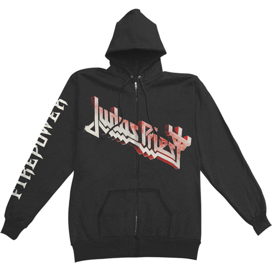 Judas Priest Firepower (Back Print) Zippered Hooded Sweatshirt Front
