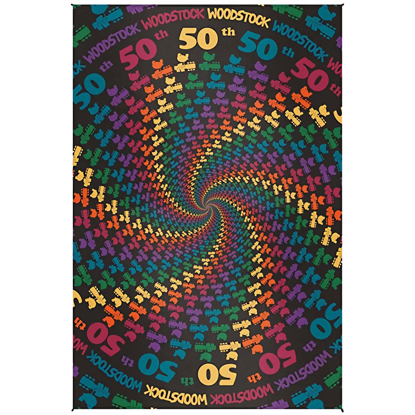 Woodstock 3-D Spiral 50th Tapestry Front