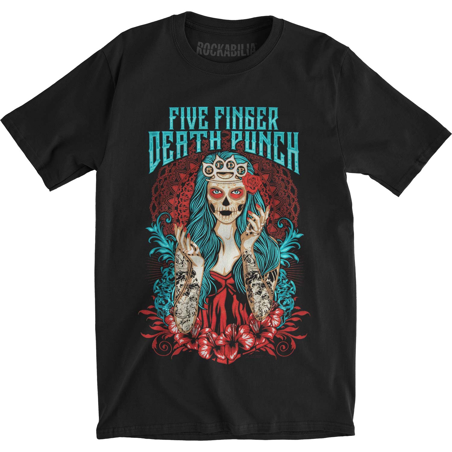 Five Finger Death Punch Lady Muerta Slim Fit T-shirt Front