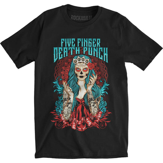 Five Finger Death Punch Lady Muerta Slim Fit T-shirt Front