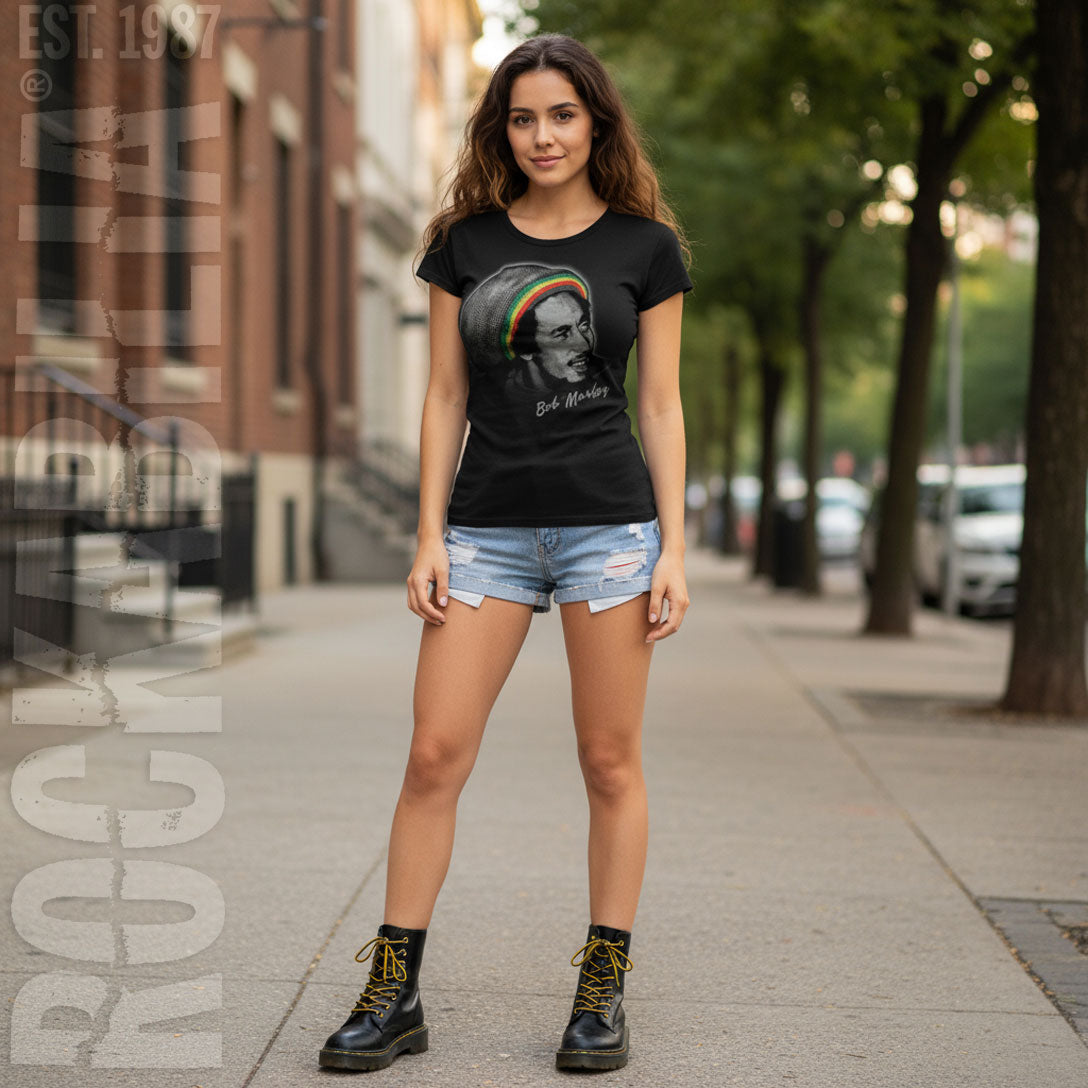 Catch A Fire Beanie Distressed Ladies T-shirt Junior Top