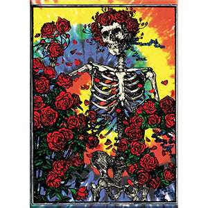 Grateful Dead Skull & Roses on Tie Dye Magnet Front
