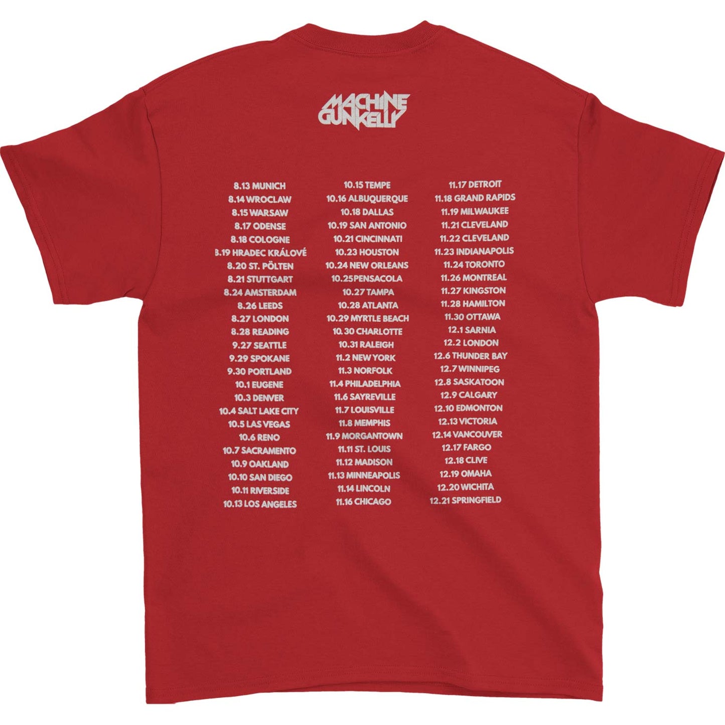 Machine Gun Kelly (Music) Alpha Omega Tour T-shirt Back