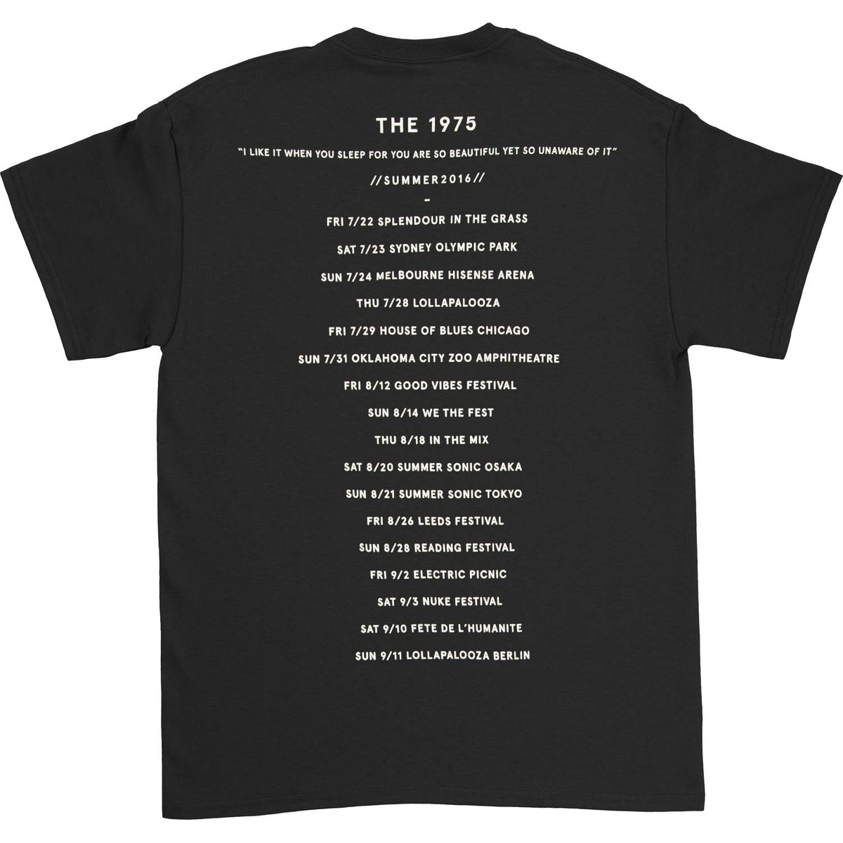 1975 Black Box 2016 Summer Tour T-shirt Back