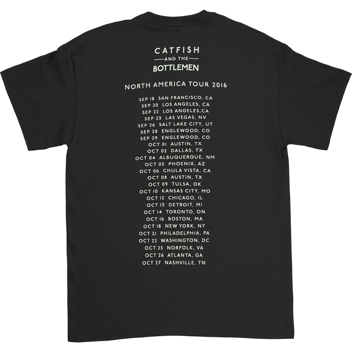 Catfish And The Bottlemen Alligator 2016 NA Tour T-shirt Back