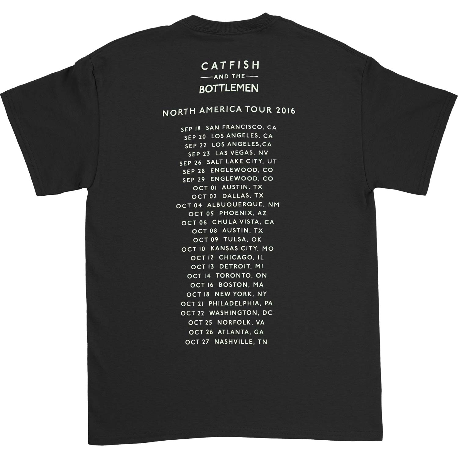 Catfish And The Bottlemen Alligator 2016 NA Tour T-shirt Back