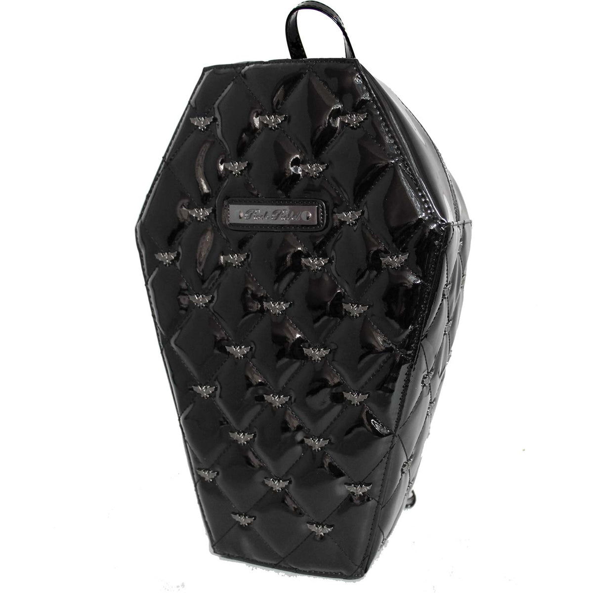 Rock Rebel Mina Quilted Coffin Backpack W/ Bats Hardware Backpack Front