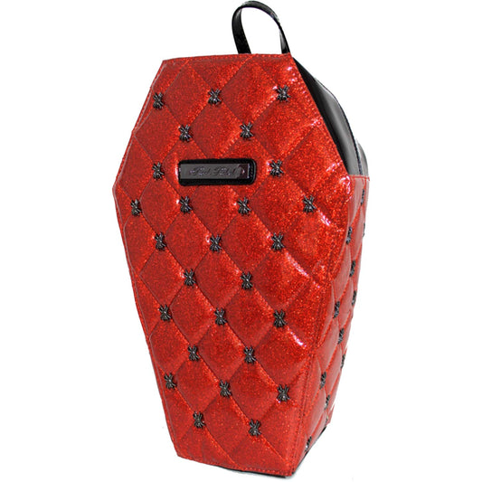 Rock Rebel Lucy Quilted Coffin Backpack W/ Spiders Hardware Backpack Front