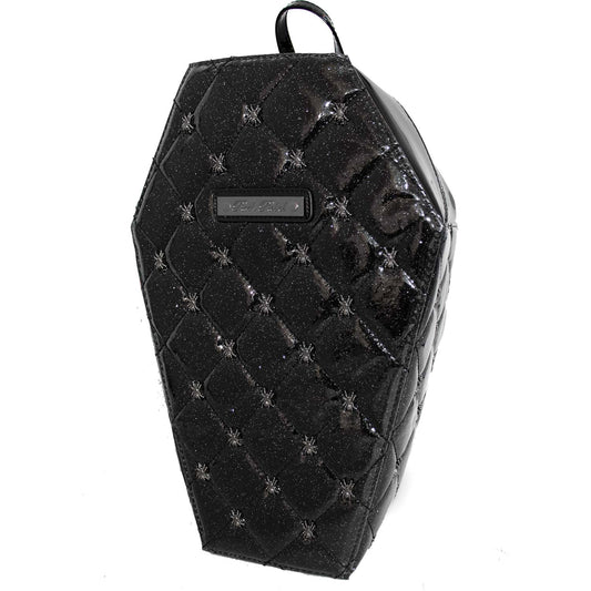 Rock Rebel Lucy Quilted Coffin Backpack W/ Spider Hardware In Black Backpack Front