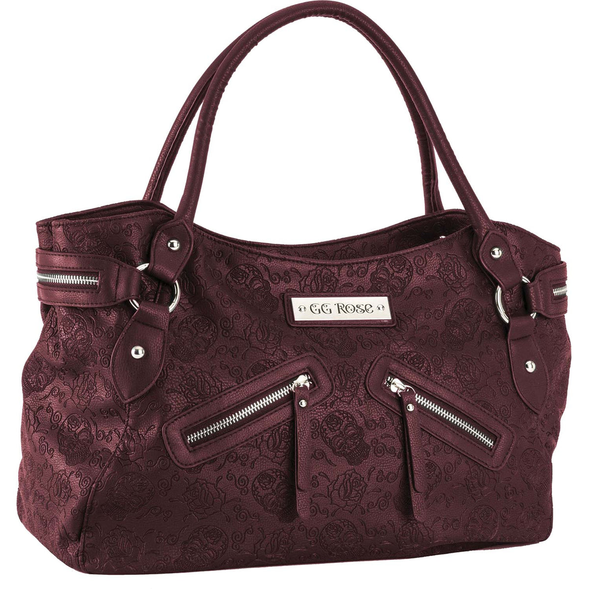 GG Rose Sugar Skulls Handbag In Wine Girls Handbag Front