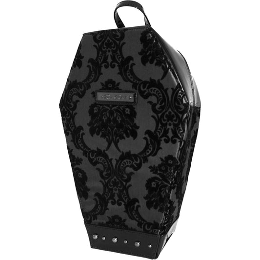 Rock Rebel Damask Coffin Backpack In Black Girls Handbag Front