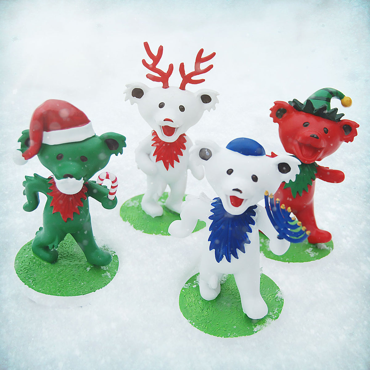 Grateful Dead Dancing Bears Holiday Bobblehead set of 4 Head Knocker Back