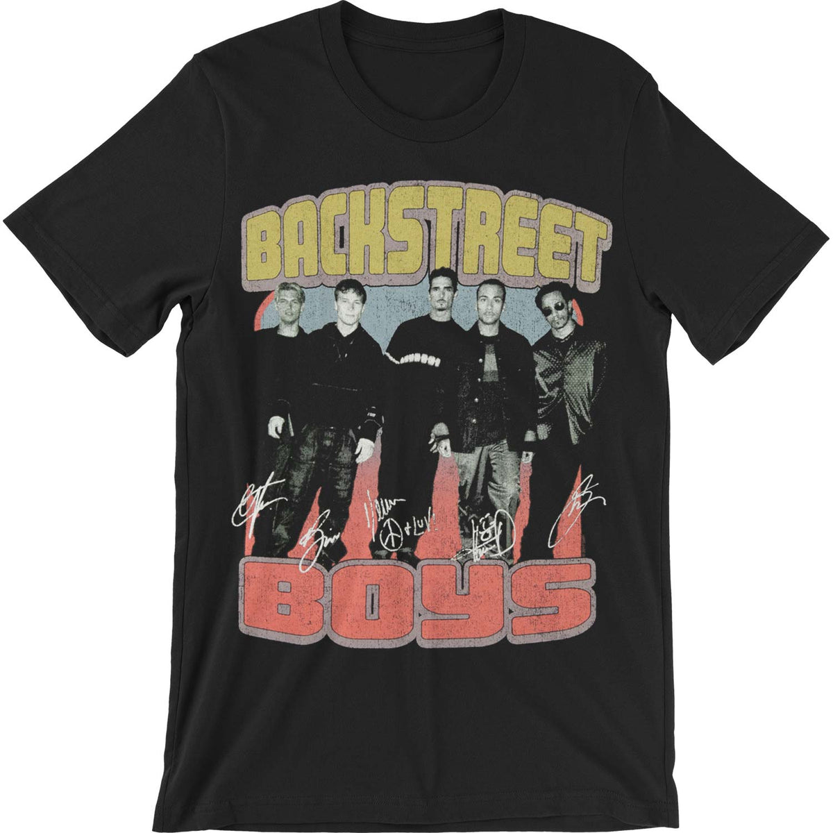 Backstreet Boys Group Vintage Destroyed Slim Fit T-shirt Front