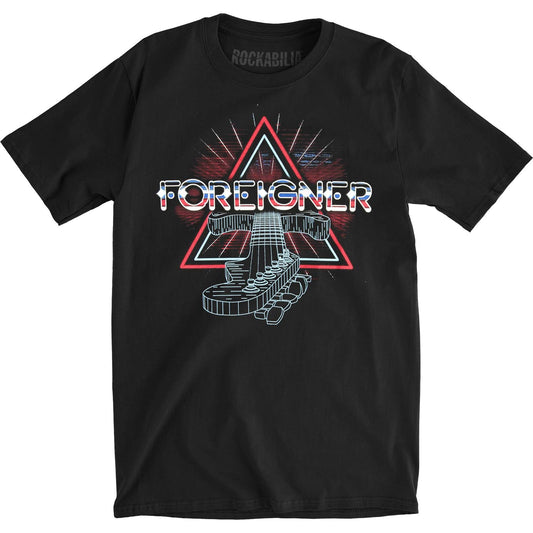 Foreigner Neon Guitar Slim Fit T-shirt Front