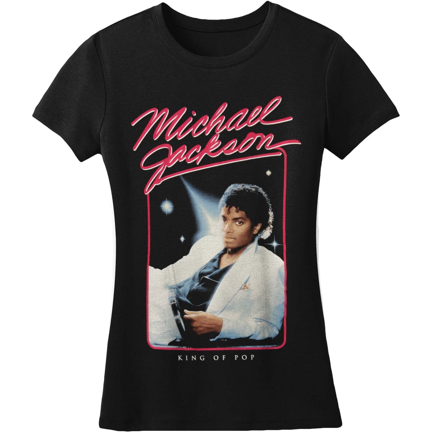 Michael Jackson King of Pop White Suit Ladies T-Shirt Junior Top Front