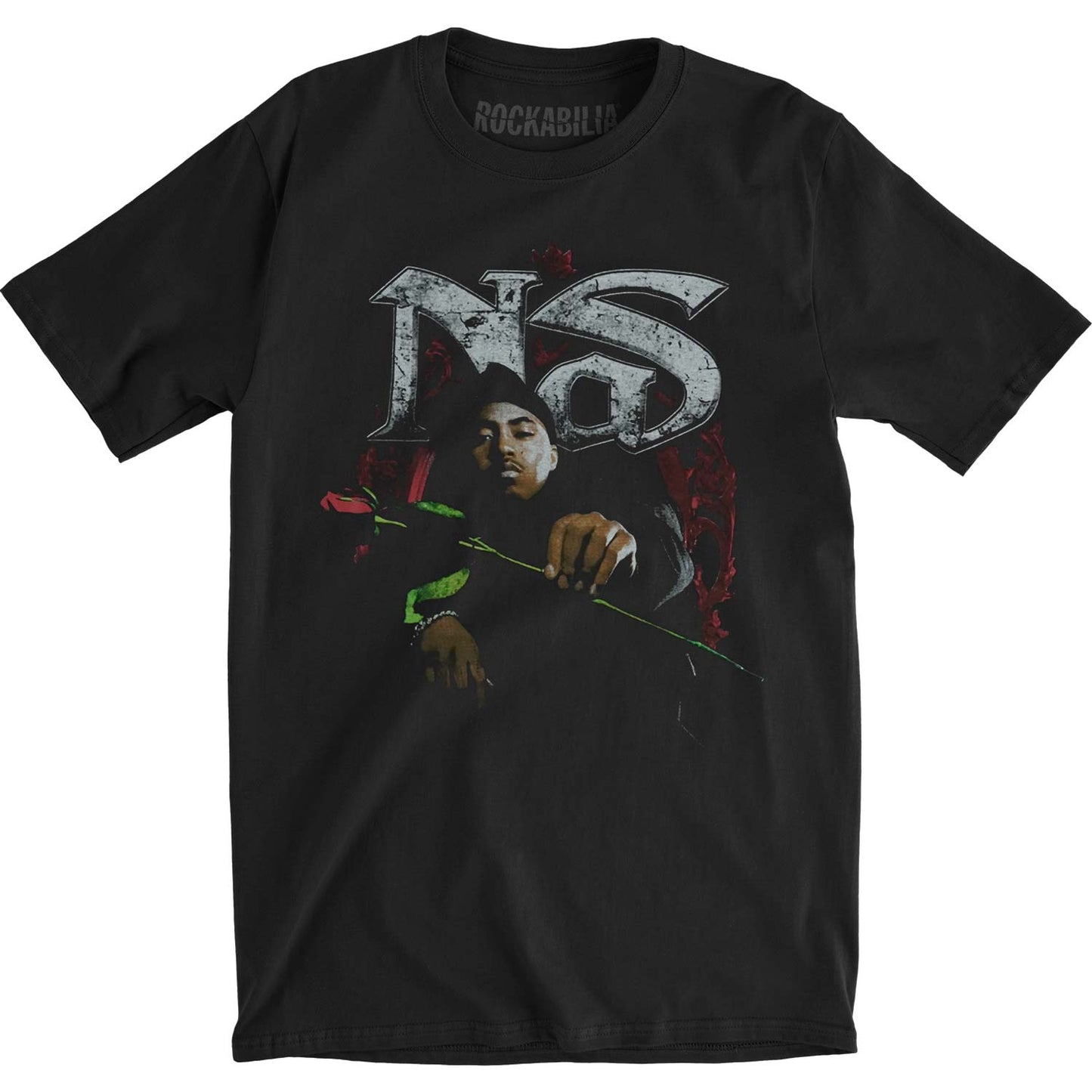 Nas Red Rose Slim Fit T-shirt Front