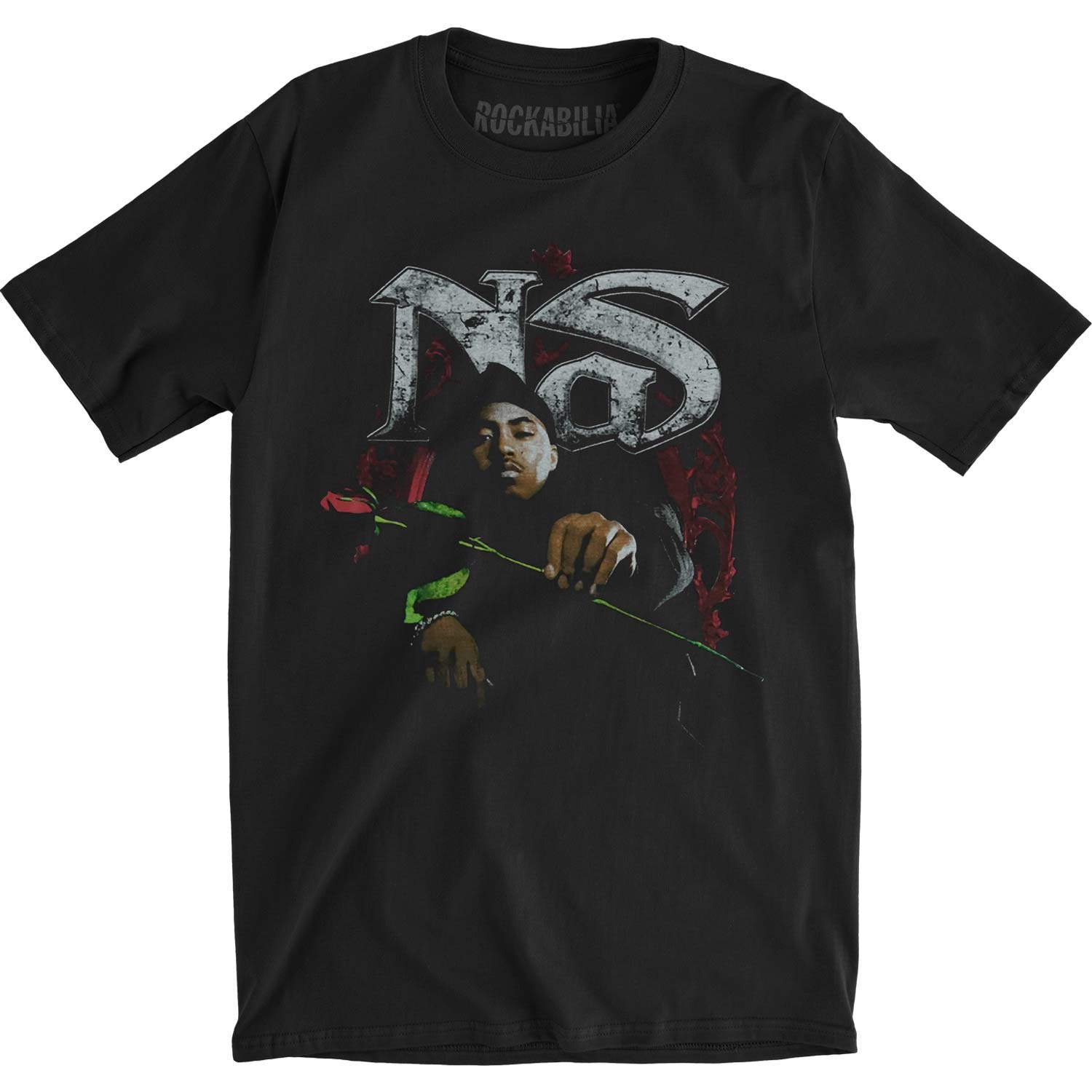 Nas Red Rose Slim Fit T-shirt Front