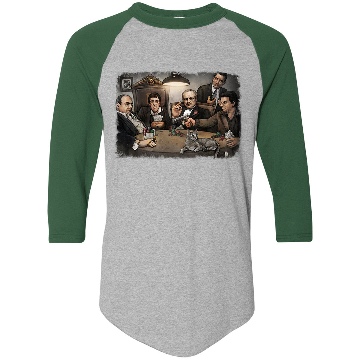 Big Chris Art Gangsters Playing Poker Baseball Jersey Front