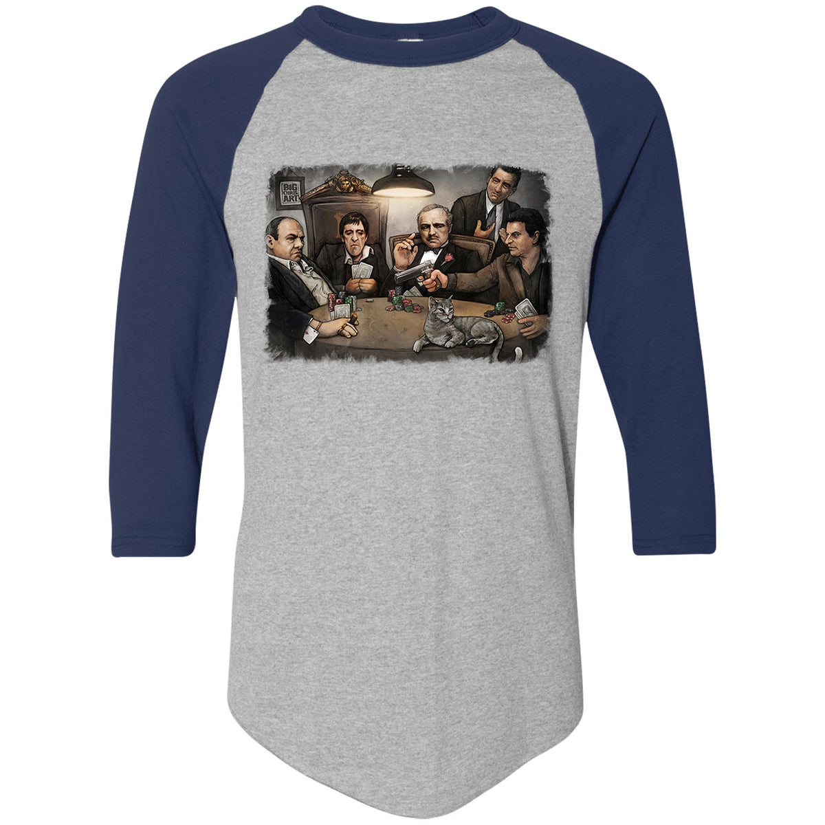 Big Chris Art Gangsters Playing Poker Baseball Jersey Front