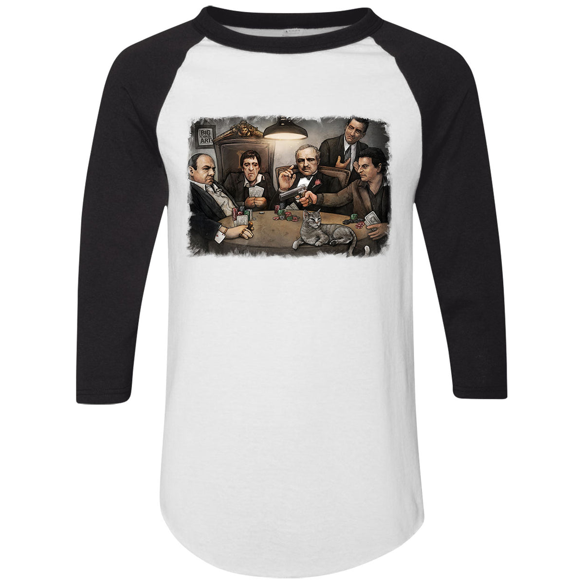 Big Chris Art Gangsters Playing Poker Baseball Jersey Front