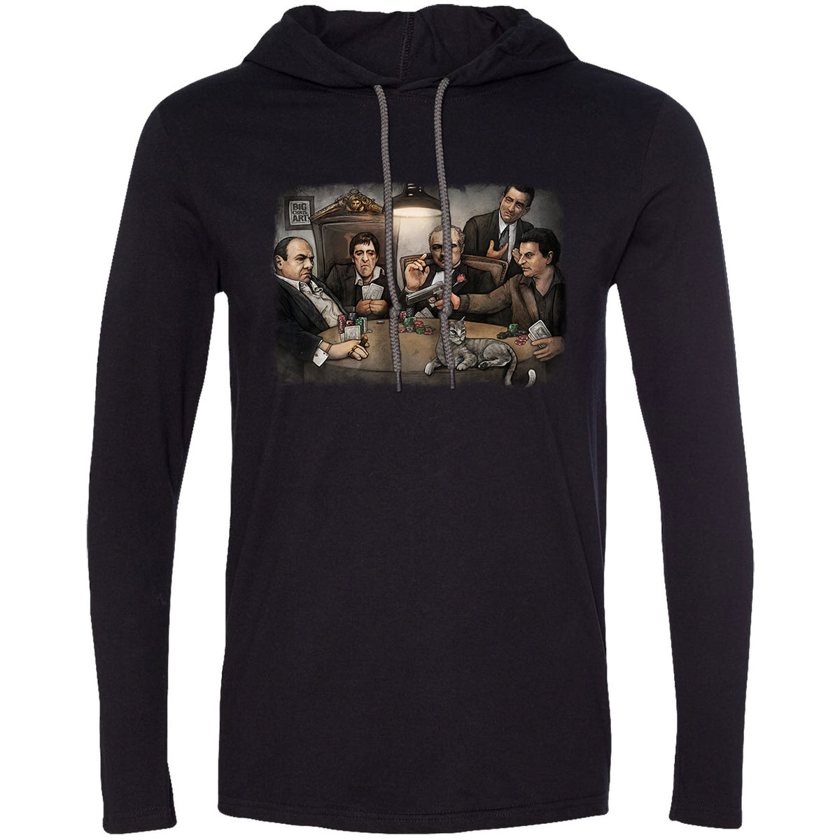 Big Chris Art Gangsters Playing Poker Hooded Long Sleeve Front
