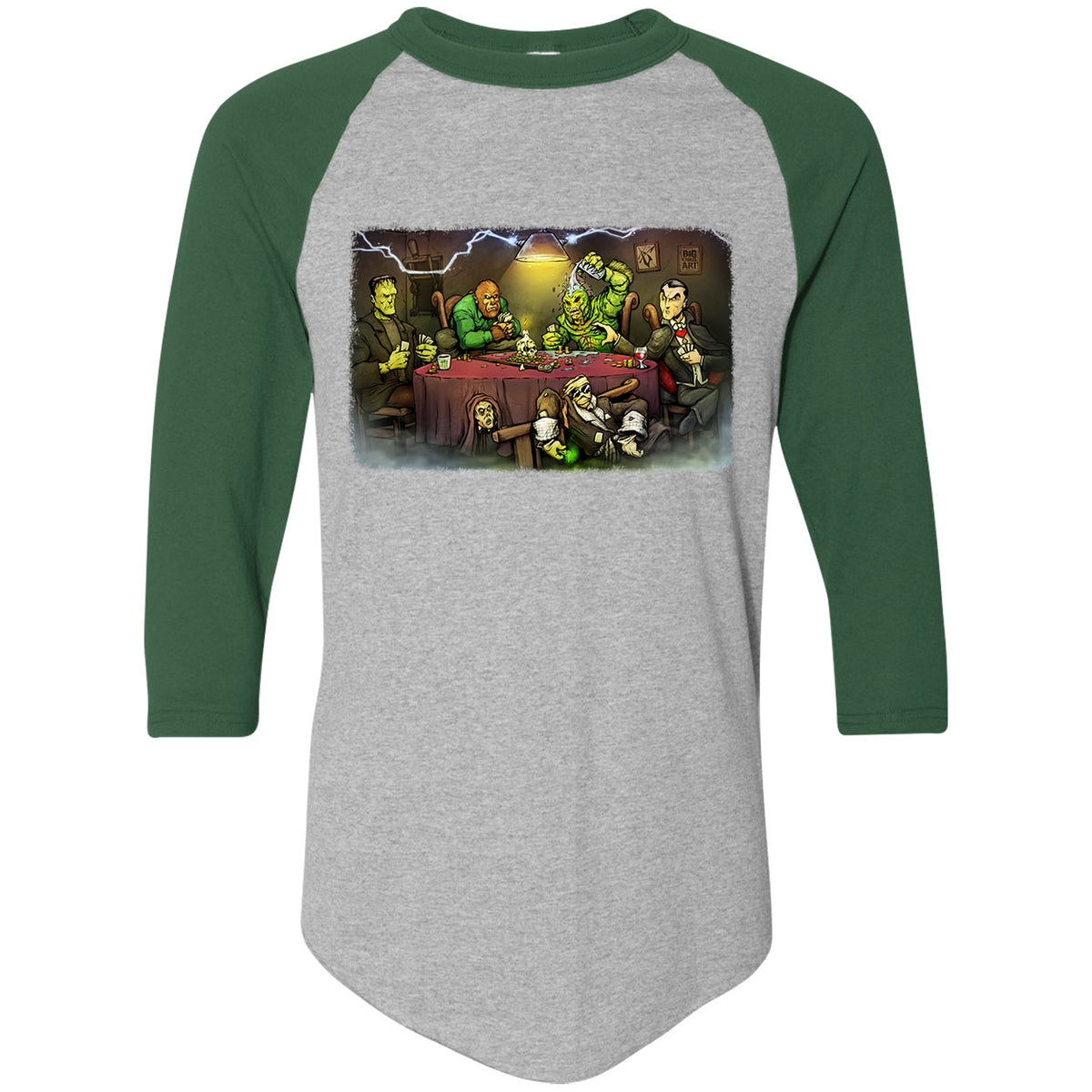 Big Chris Art Monsters Playing Poker Baseball Jersey Front