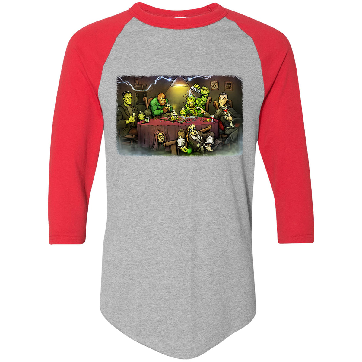 Big Chris Art Monsters Playing Poker Baseball Jersey Front