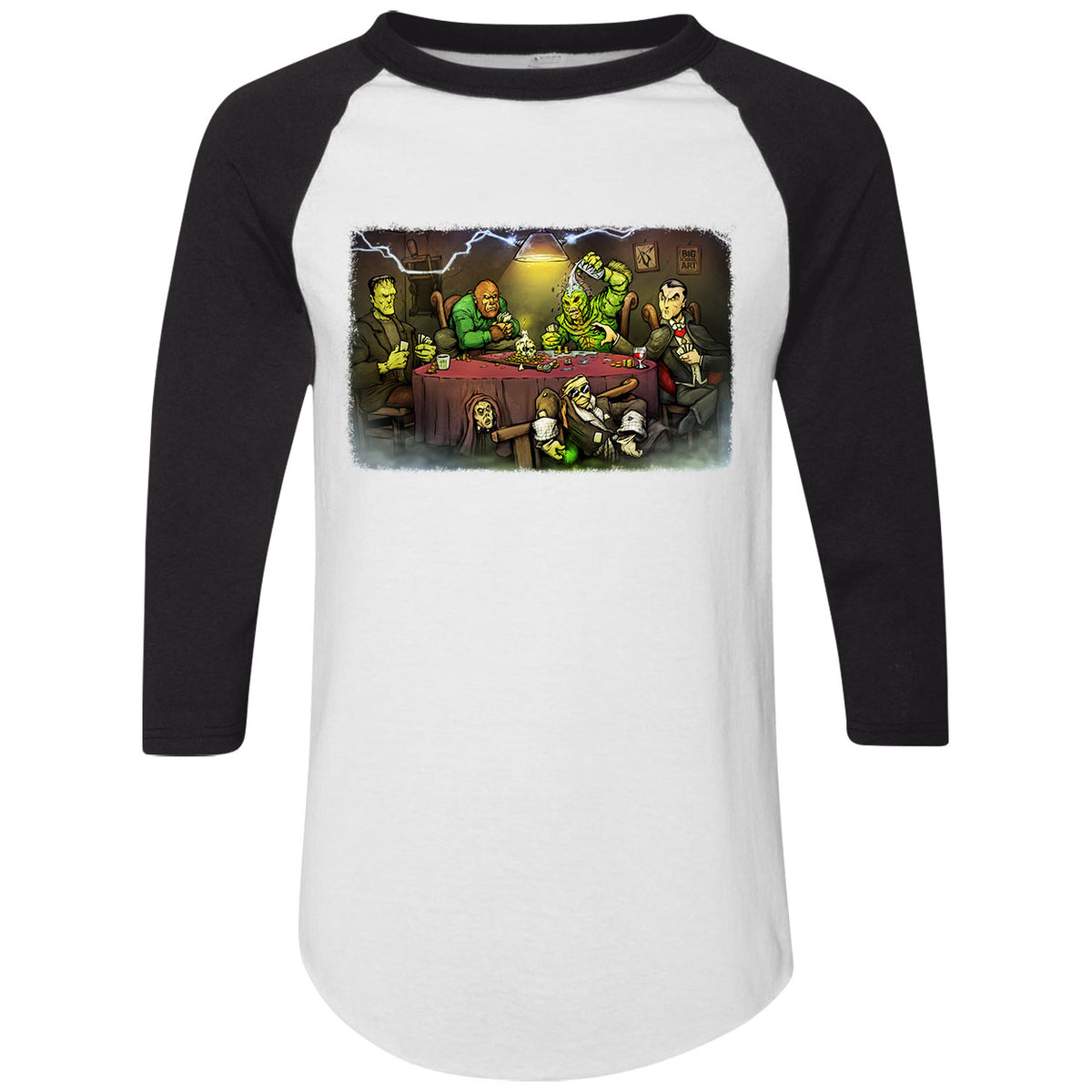 Big Chris Art Monsters Playing Poker Baseball Jersey Front