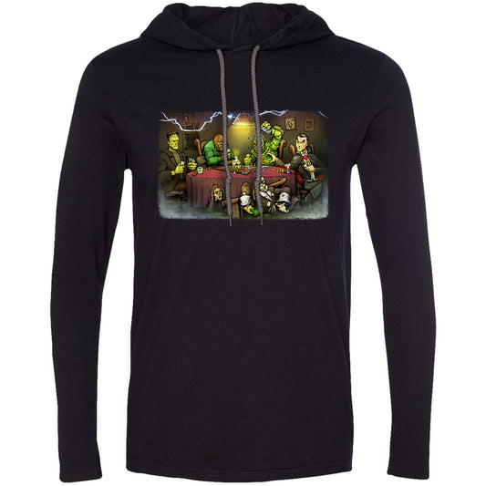 Big Chris Art Monsters Playing Poker Hooded Long Sleeve Front