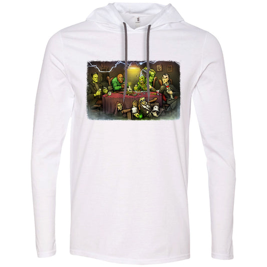 Big Chris Art Monsters Playing Poker Hooded Long Sleeve Front