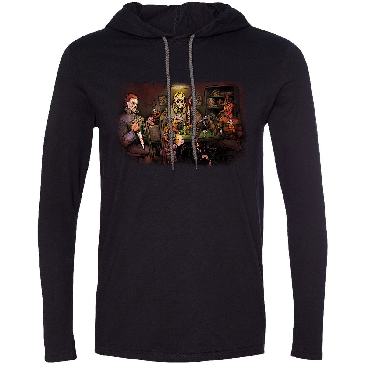 Big Chris Art Slashers Playing Poker Hooded Long Sleeve Front