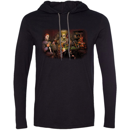 Big Chris Art Slashers Playing Poker Hooded Long Sleeve Front