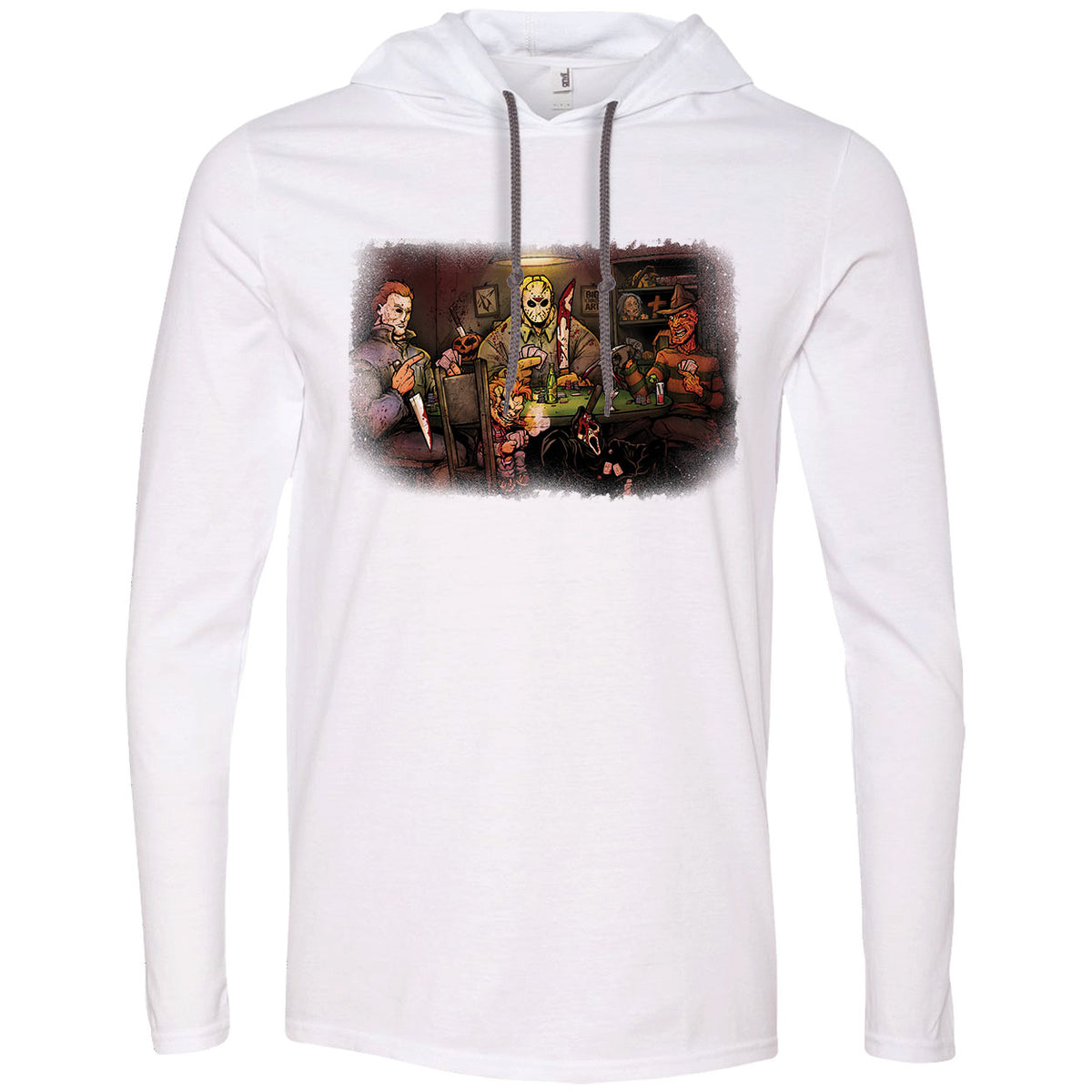 Big Chris Art Slashers Playing Poker Hooded Long Sleeve Front