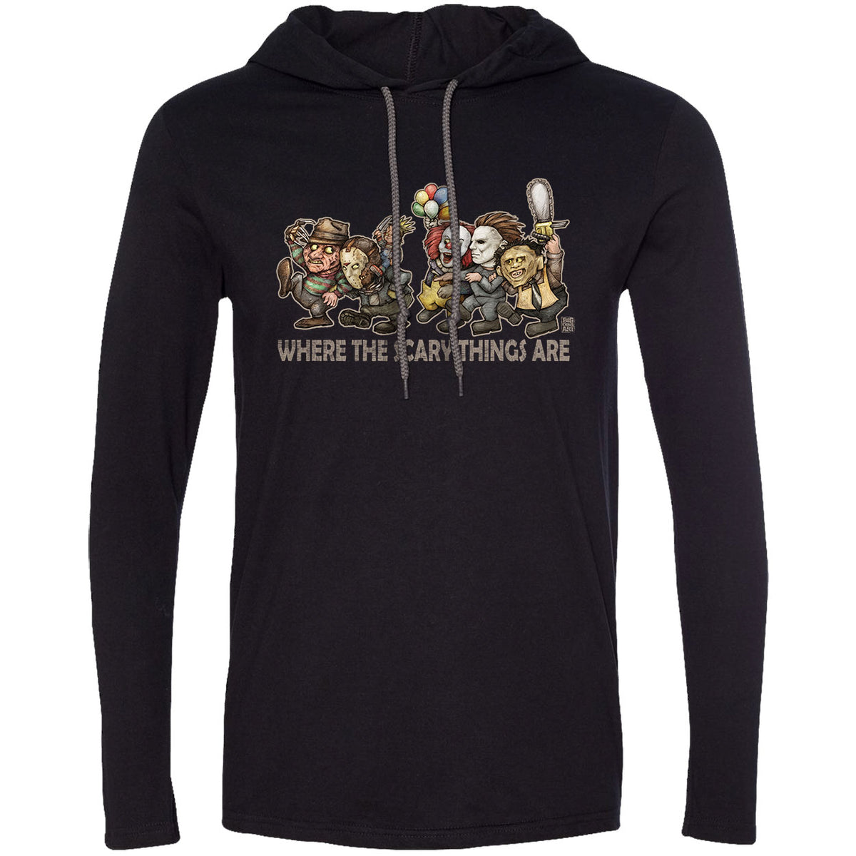 Big Chris Art Where the Scary Things Are Hooded Long Sleeve Front
