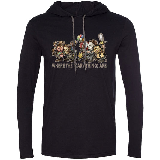 Big Chris Art Where the Scary Things Are Hooded Long Sleeve Front