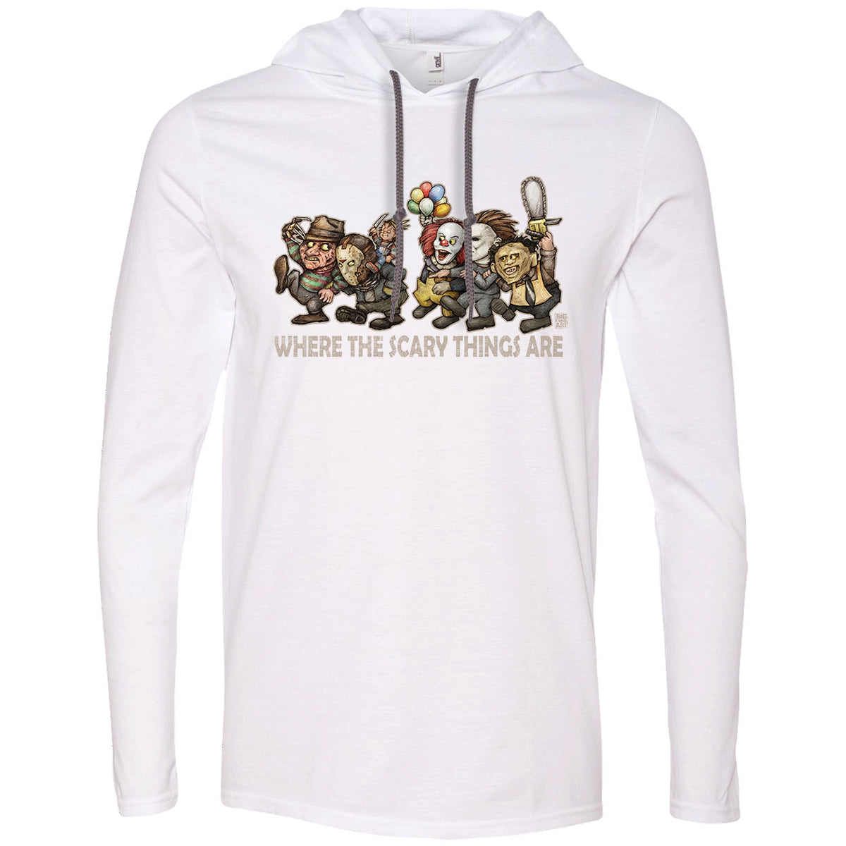 Big Chris Art Where the Scary Things Are Hooded Long Sleeve Front