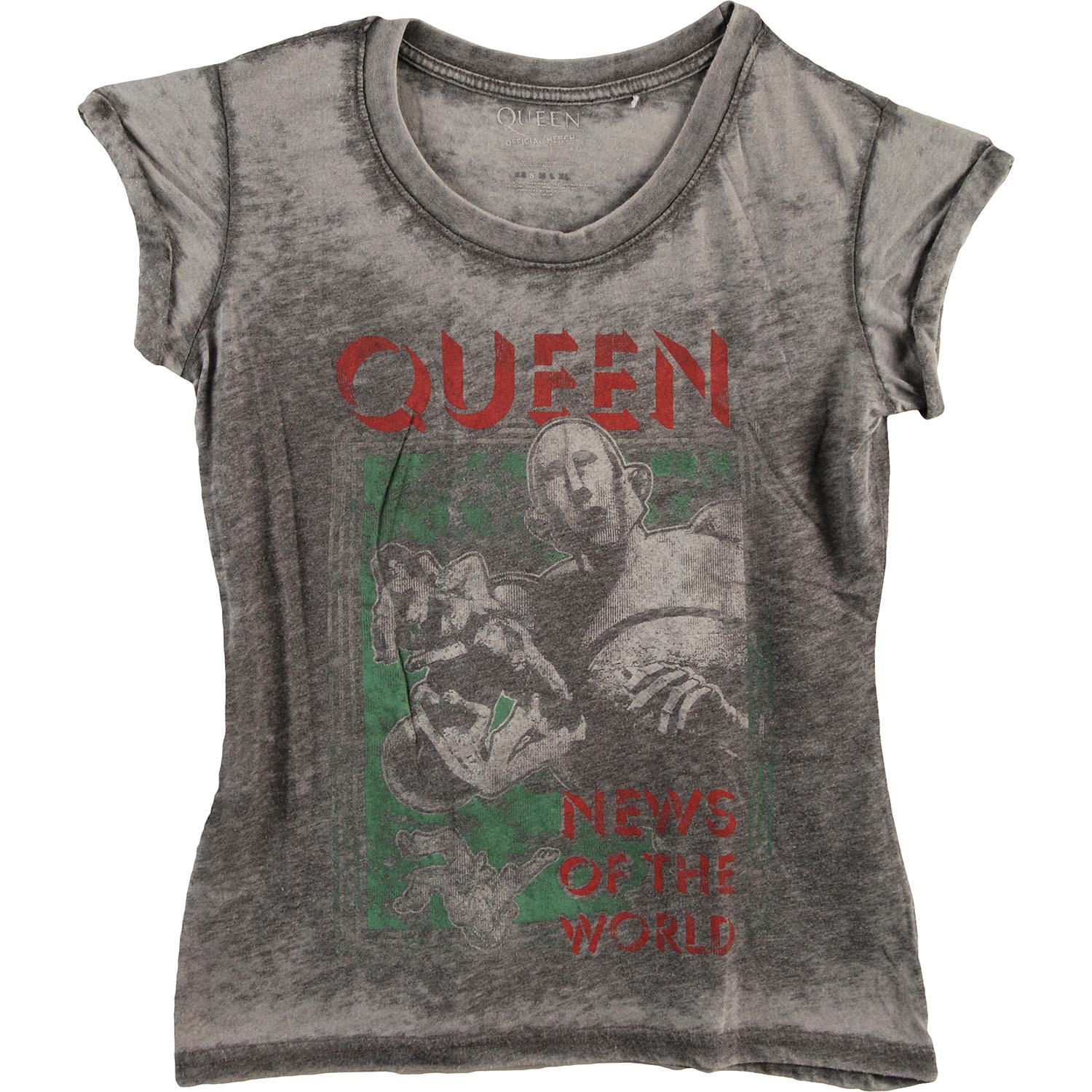 Queen News Of The World (Burn Out) Ladies Fashion Tee Junior Top Front