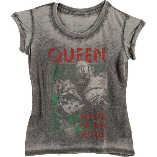Queen News Of The World (Burn Out) Ladies Fashion Tee Junior Top Front