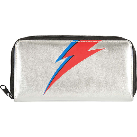 David Bowie Bolt Silver Zip Wallet Girls Wallet Front
